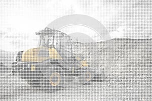 Yellow Construction Machine - ASCII Art photo