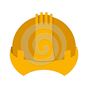 Yellow construction safety helmet icon