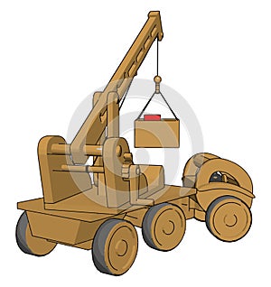 Yellow construction vehicles toy, illustration, vector