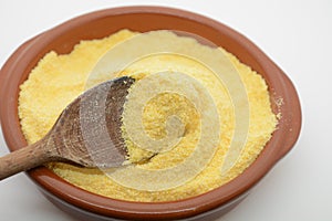 Yellow corn flour for cooking italian disch polenta food