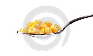 Corn in spoon on table photo