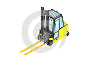 Yellow counterbalance forklift truck.