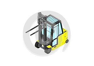 Yellow counterbalance forklift truck.