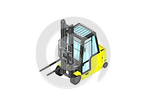 Yellow counterbalance forklift truck.