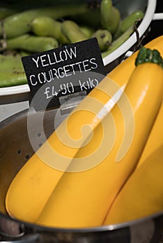 Yellow courgettes for sale