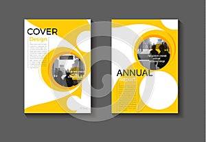 Yellow cover design abstract  template Circle background modern book Brochure ,annual report, magazine and flyer layout Vector a4