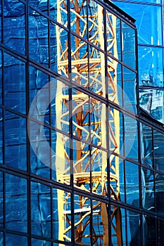 Yellow crane scaffolding.