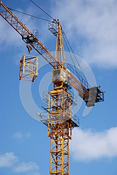 Yellow crane Under the blue sky