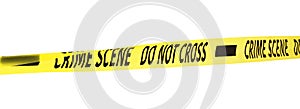 Yellow crime scene tape isolated on white