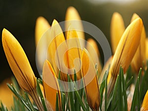 Yellow crocus flowers