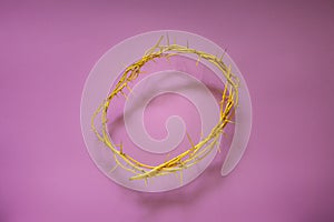 Yellow Crown Of Thorns On A Lilac Background, Top View