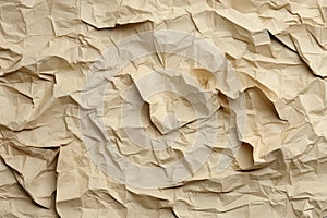 Yellow crumpled paper wrinked texture background.