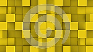 Yellow cubes assemble on green background