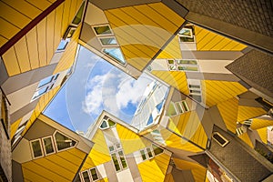 Yellow cubic houses in Rotterdam