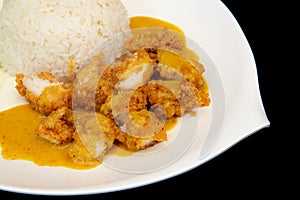 Yellow curry fired chicken with rice