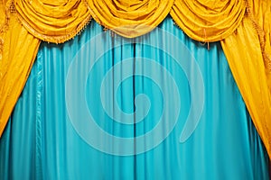 Yellow curtains of a classical theater scene