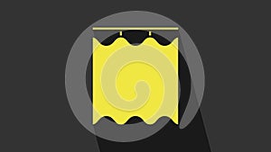 Yellow Curtains icon isolated on grey background. 4K Video motion graphic animation