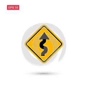 Yellow curvy rad sign vector isolated