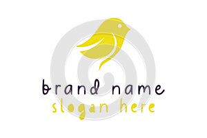 Yellow cute Bird Logo design template