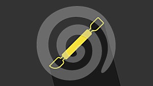 Yellow Cuticle pusher icon isolated on grey background. Tool for manicure. 4K Video motion graphic animation