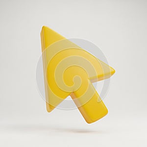 Yellow 3D Cursor Icon on a White Background mouse pointer arrow