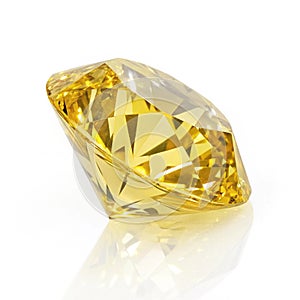 Yellow 3D diamond isolated on white background