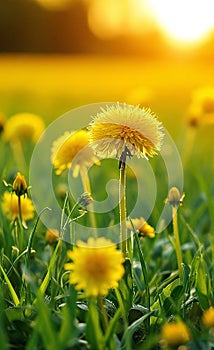 the yellow dandelion flower