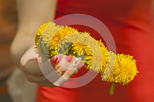 Yellow dandelion handmade wreath