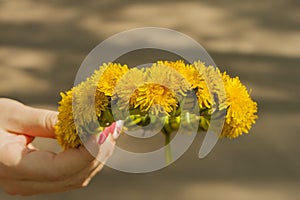 Yellow dandelion handmade wreath