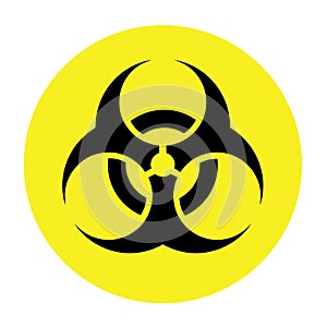 Yellow Danger Coronavirus Biohazard Warning. Biohazard symbol, sign of biological threat alert . Lockdown pandemic stop Coronaviru