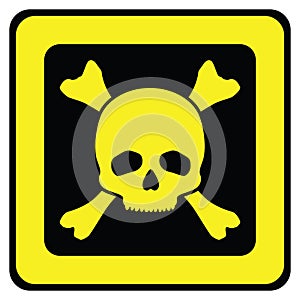 Yellow danger sign with skull