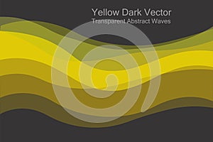 Yellow dark waves abstract. Free black area upper lower. Middle belt. Gradual gray transparent soft changing. Clear Vector