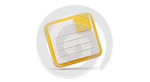 Yellow Data Disk 3d Icon on White Background