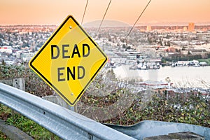 Yellow Dead End sign