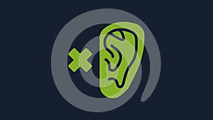 Yellow Deafness icon isolated on blue background. Deaf symbol. Hearing impairment. 4K Video motion graphic animation