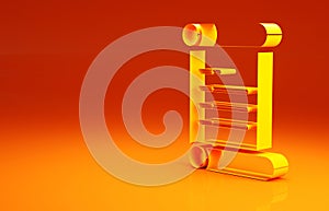 Yellow Decree, paper, parchment, scroll icon icon isolated on orange background. Minimalism concept. 3d illustration 3D