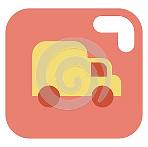 Yellow delivery truck, icon