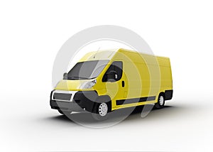 Yellow Delivery truck isolated on white