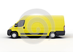 Yellow Delivery truck isolated on white