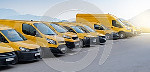 Yellow delivery vans