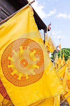 Yellow dharmachakra flag