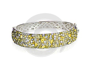 Yellow Diamond Bangle Cuff Bracelet