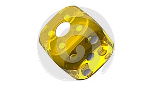 Yellow dice on white background.