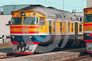 Yellow diesel train