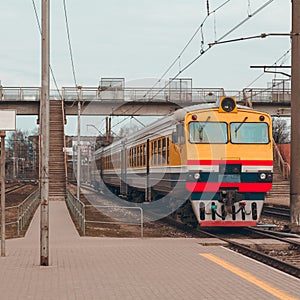 Yellow diesel train