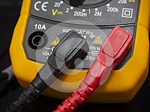 Yellow digital multimeter electrical measuring equipment