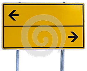 Yellow direction sign (clipping path included)