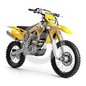 a yellow dirt bike isolated on a white background