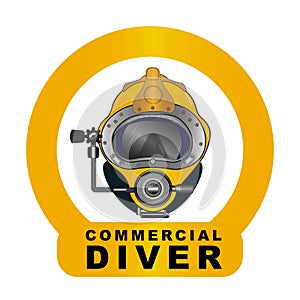 Yellow Diving helmet vector drawing - Commercial Diver photo