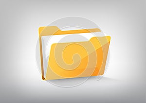 Yellow document file folder directory icon on white grey, transparent vector